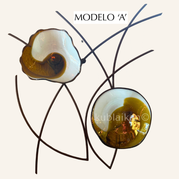 37 Mural decorativo herrería y ostras - 2 platos de vidrio soplado