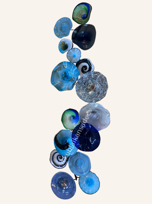 38 Mural decorativo herrería y ostras - platos de vidrio soplado / PIEZA UNICA