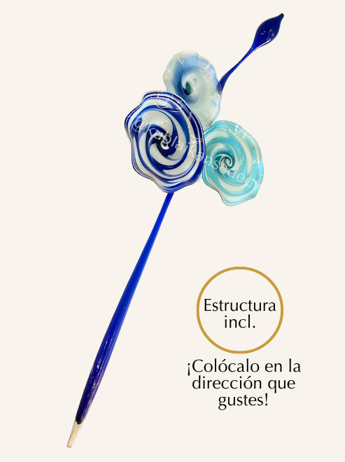 48 Mural decorativo herrería y platos de vidrio soplado - tonos fríos / PIEZA UNICA