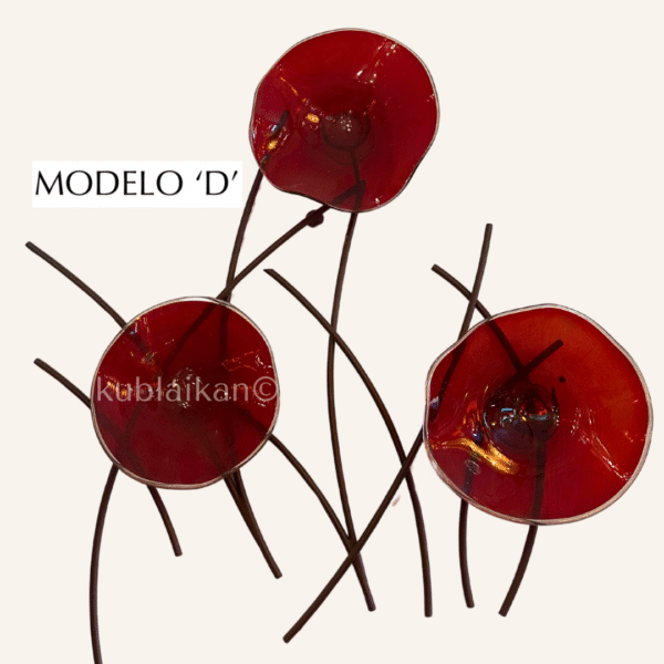 52 Mural decorativo herrería ramas y ostras - 3 platos de vidrio soplado