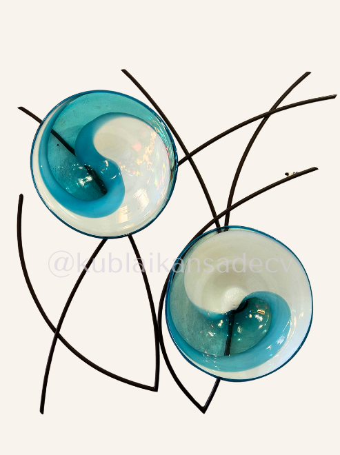 59 Mural decorativo herrería y ostras - 2 platos de vidrio soplado