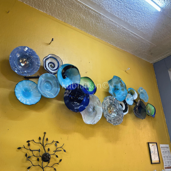 64 Mural decorativo herrería y ostras - platos de vidrio soplado / PIEZA UNICA