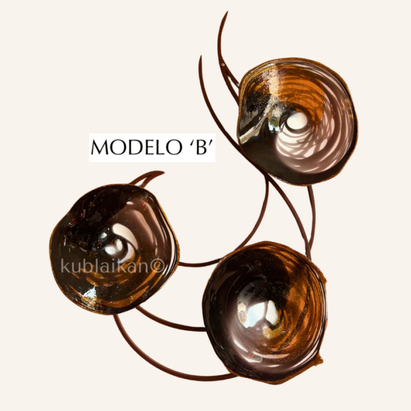 9 Mural decorativo herrería olas y ostras - 3 platos de vidrio soplado